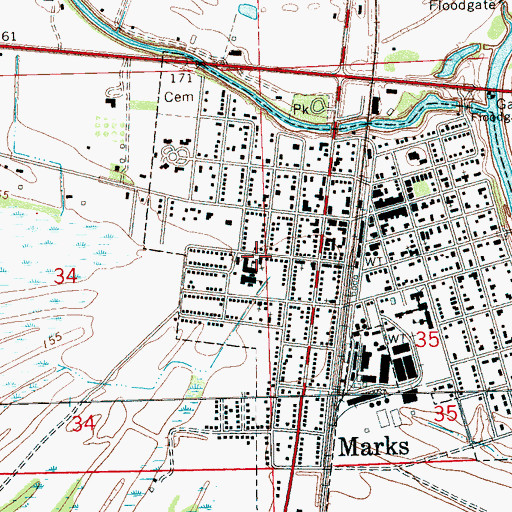 Topographic Map of Valley Queen Missionary Baptist Church, MS