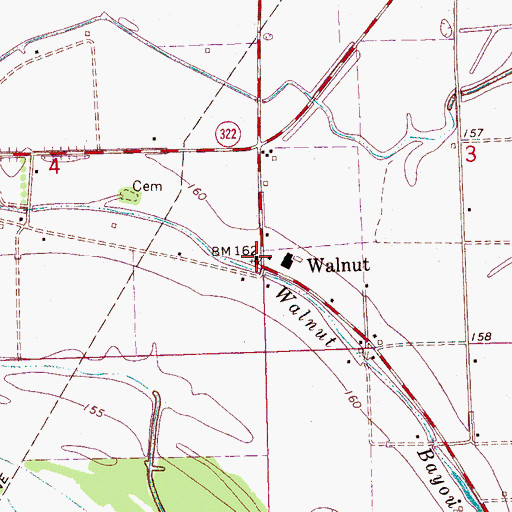 Topographic Map of Walnut Baptist Church, MS