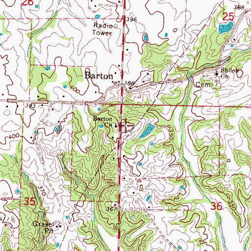 Topographic Map of Barton Cemetery, MS