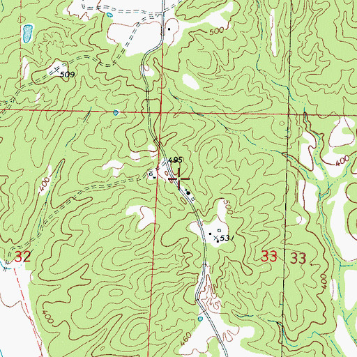 Topographic Map of Bell Grove School (historical), MS