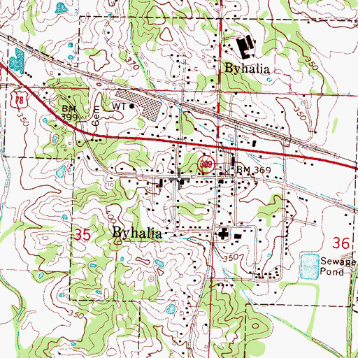 Topographic Map of Byhalia United Methodist Church, MS