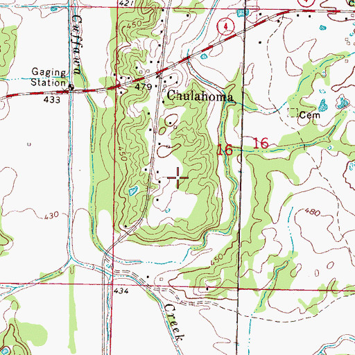 Topographic Map of Chulahoma Cemetery, MS