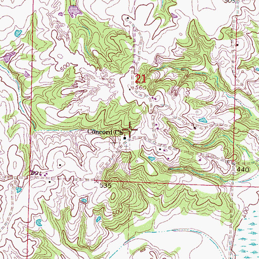 Topographic Map of Concord School (historical), MS