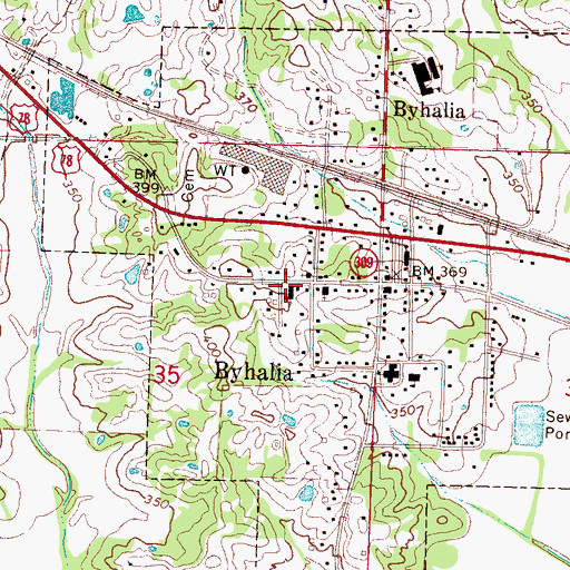 Topographic Map of First Baptist Church, MS