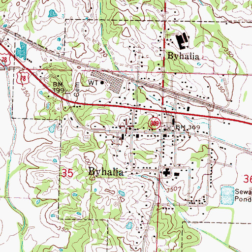 Topographic Map of First Presbyterian Church, MS