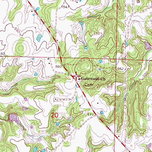 Topographic Map of Gaters School (historical), MS