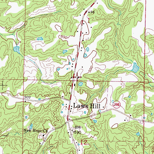 Topographic Map of Harris Chapel, MS