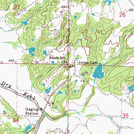 Topographic Map of Jones School (historical), MS