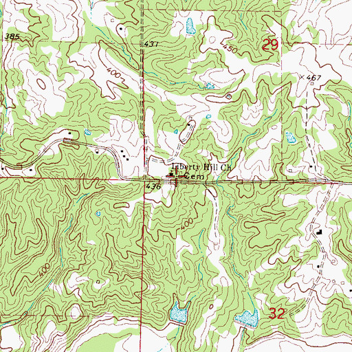 Topographic Map of Liberty Hill Cemetery, MS