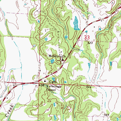 Topographic Map of McIntyre School (historical), MS