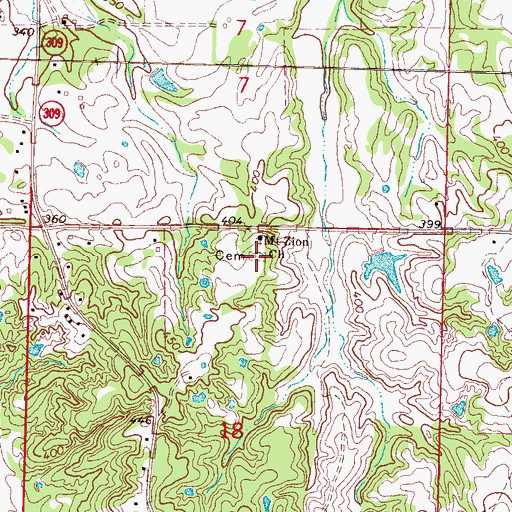 Topographic Map of Mount Zion Cemetery, MS