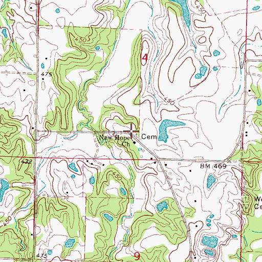 Topographic Map of New Hope School (historical), MS
