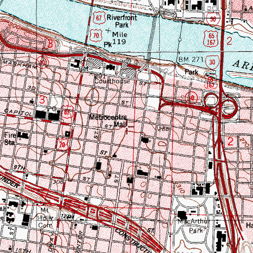 Topographic Map of Mainstreet Market Shopping Center, AR