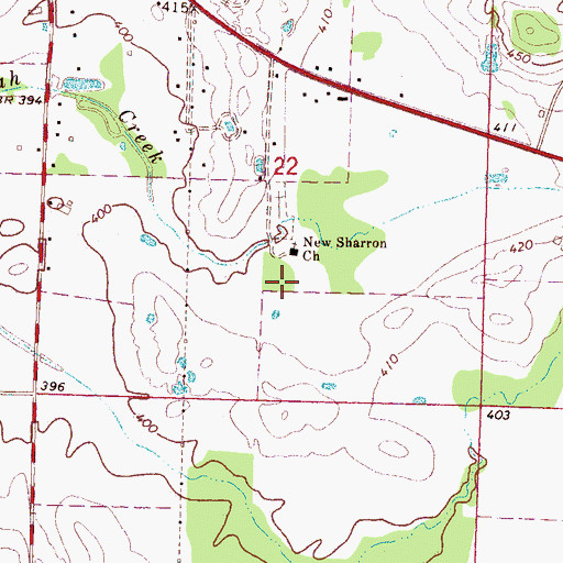 Topographic Map of New Shannon School (historical), MS