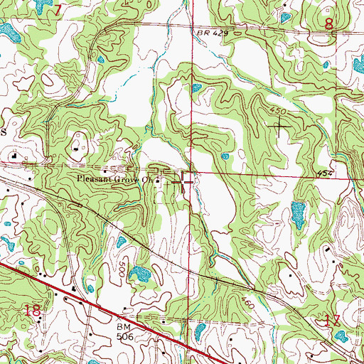 Topographic Map of Pleasant Grove School (historical), MS
