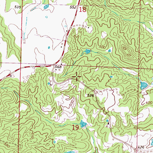 Topographic Map of Shiloh Hill School (historical), MS