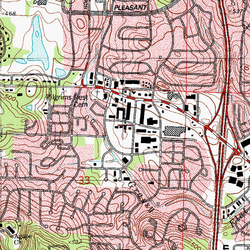 Topographic Map of Market Street Plaza Shopping Center, AR
