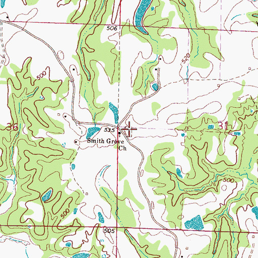 Topographic Map of Smith Grove Cemetery, MS