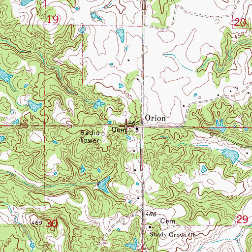Topographic Map of Strickland Chapel Cemetery, MS