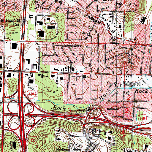 Topographic Map of Markham Plaza Shopping Center, AR