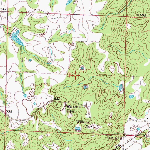 Topographic Map of Wilkins School (historical), MS