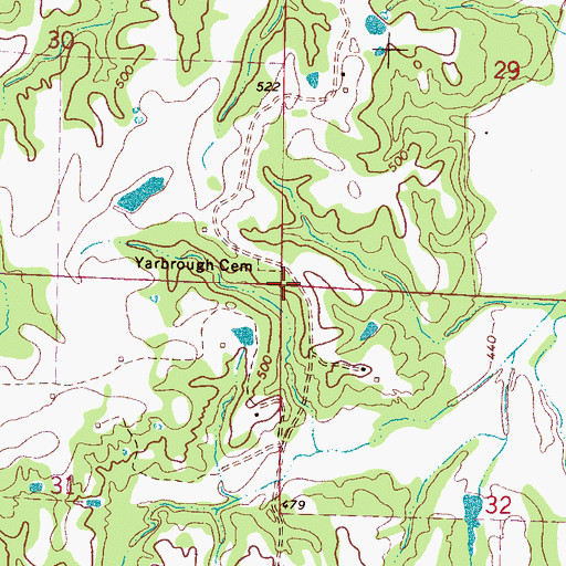 Topographic Map of Yarbrough School (historical), MS