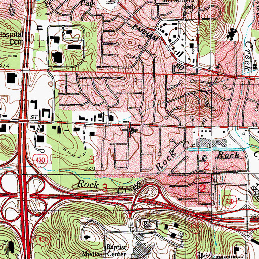 Topographic Map of Markham Street Baptist Church, AR