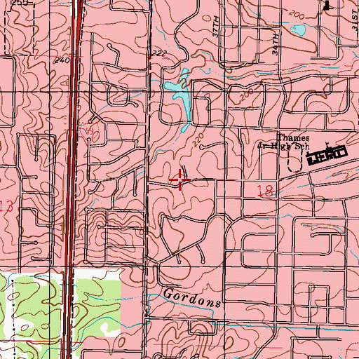Topographic Map of Bedford Woods, MS