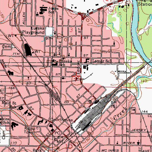 Topographic Map of Bouie Street Baptist Church, MS
