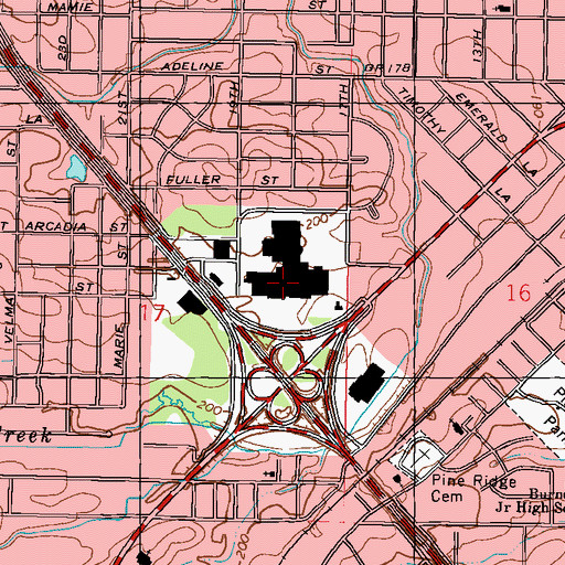 Topographic Map of Cloverleaf Mall Shopping Center, MS