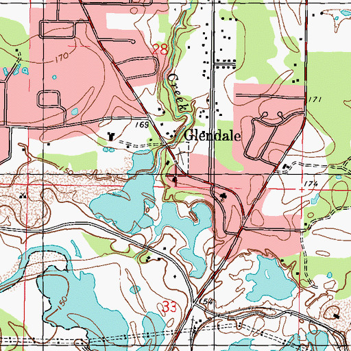 Topographic Map of Glendale United Methodist Church, MS