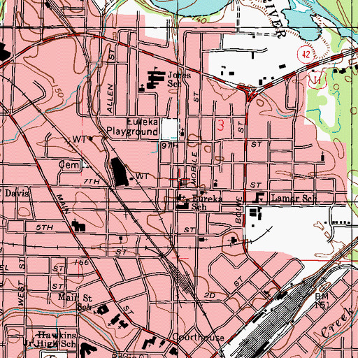 Topographic Map of Hattiesburg Crusaders Deliverance Baptist Church, MS