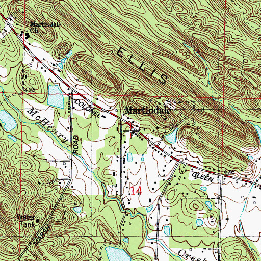 Topographic Map of Martindale Church, AR