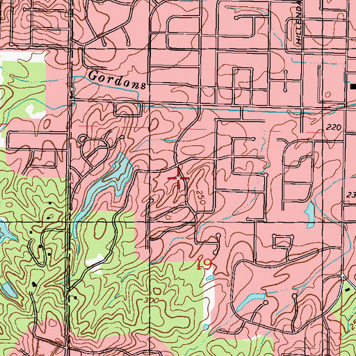 Topographic Map of Kirkwood Park, MS