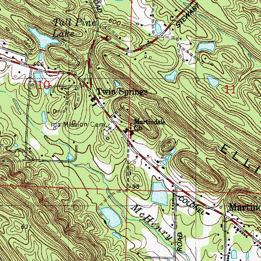 Topographic Map of Martindale Baptist Church, AR