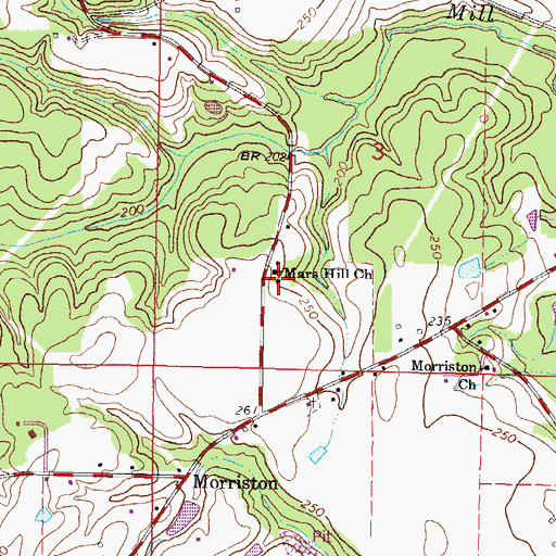 Topographic Map of Morriston School (historical), MS
