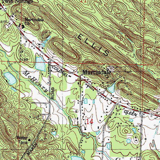 Topographic Map of Martindale School (historical), AR