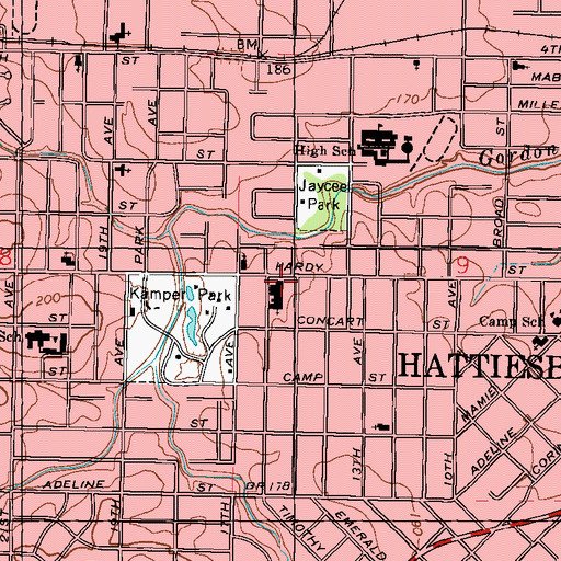 Topographic Map of Temple Baptist Church, MS