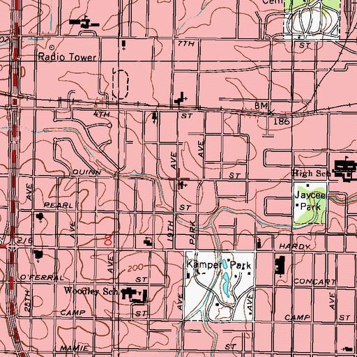 Topographic Map of Wesley Southern Methodist Church, MS