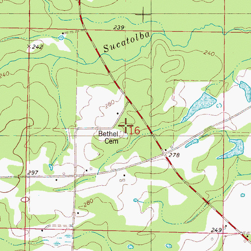 Topographic Map of Bethel Church (historical), MS
