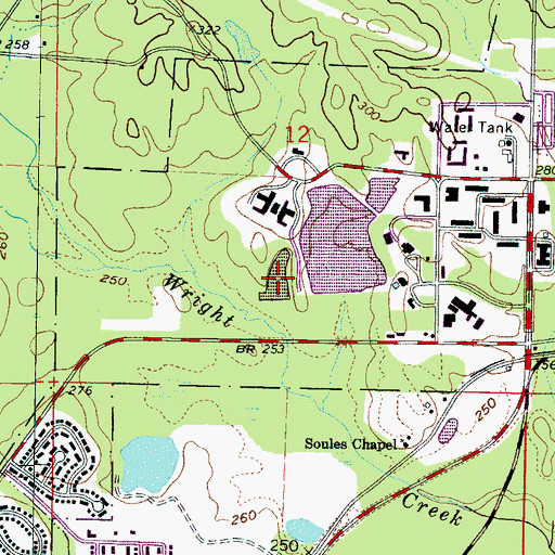 Topographic Map of Caroline Lake, MS