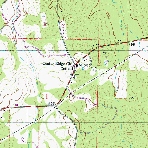 Topographic Map of Center Ridge School (historical), MS