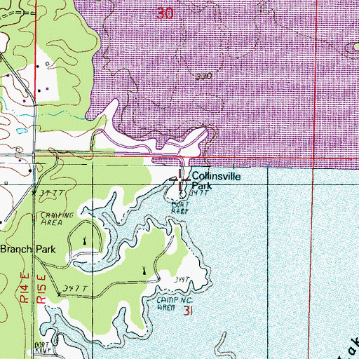 Topographic Map of Collinsville Park, MS