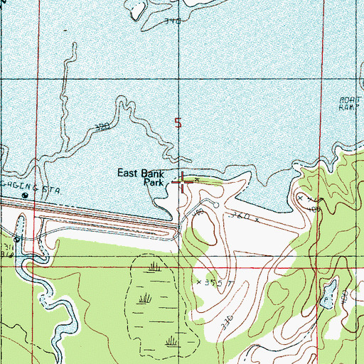 Topographic Map of East Bank Park, MS