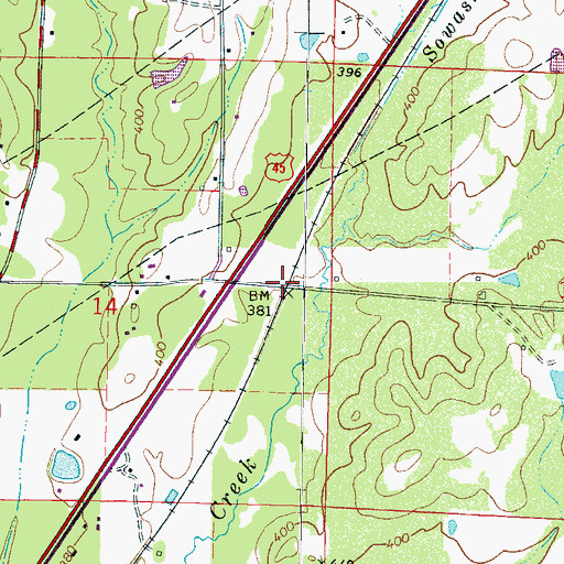 Topographic Map of Eastburg (historical), MS