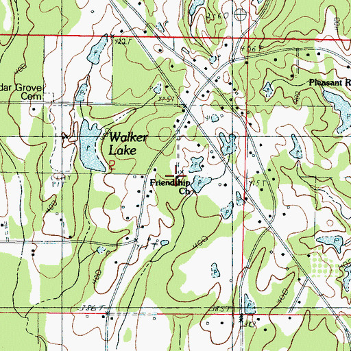 Topographic Map of Friendship Baptist Church, MS