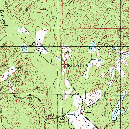 Topographic Map of Gordon Cemetery, MS