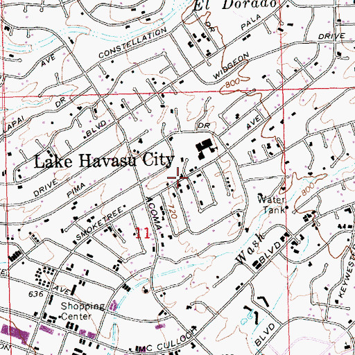 Topographic Map of Lake Havasu City, AZ