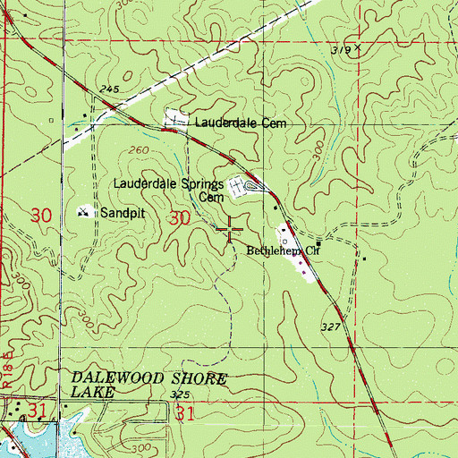 Topographic Map of Grigsbys Springs, MS