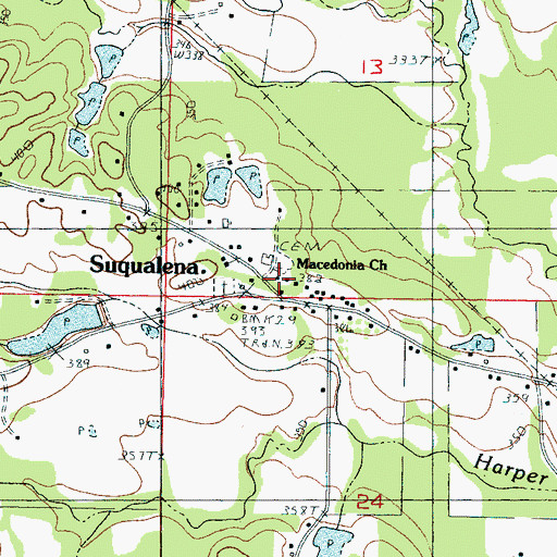 Topographic Map of Macedonia Baptist Church, MS